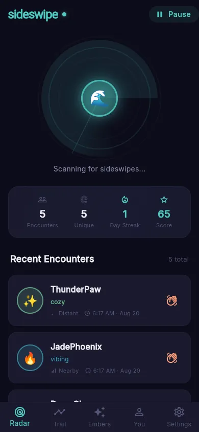 Live radar with encounter stats